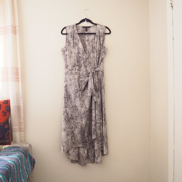 !! White House Black Market Sleeveless Snake Reptile Print Wrap Midi Dress - Picture 2 of 6